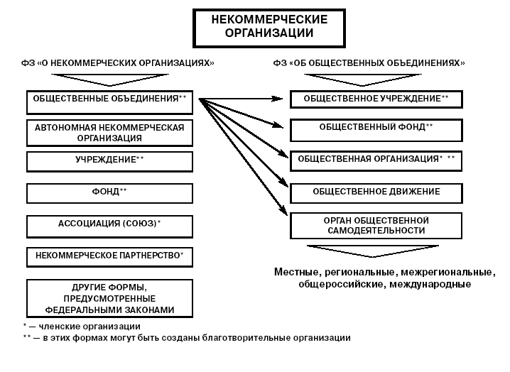 Некоммерческие организации: история развития, формы нко и правовое регулирование деятельности