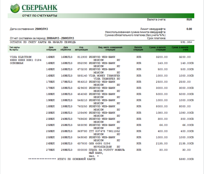 Сбер отчет 1с обработка