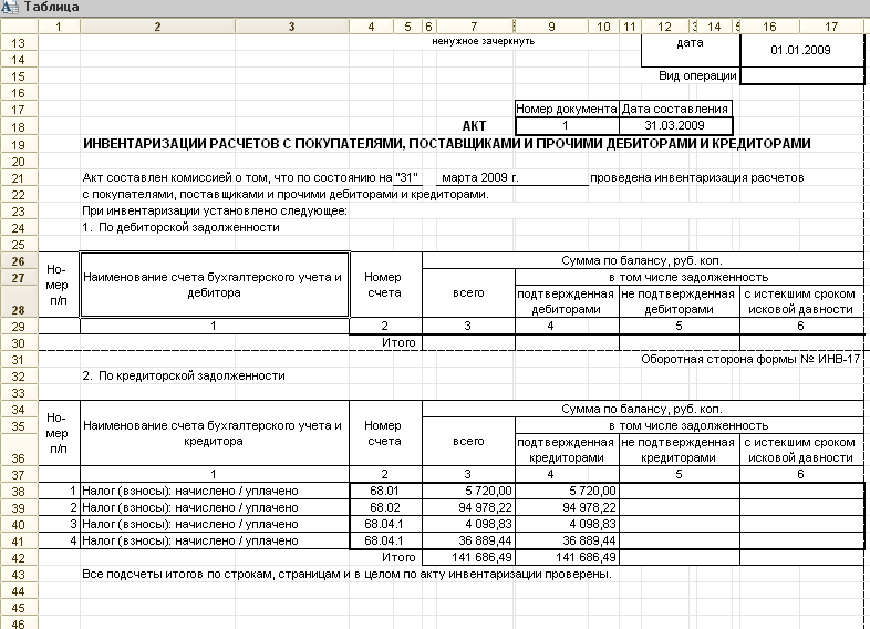 Инвентаризация дебиторской и кредиторской задолженности
