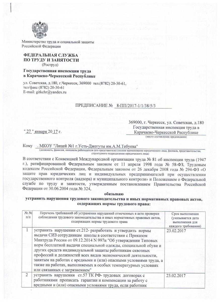 Как обжаловать постановление инспекции труда. обжалование результатов проверки трудовой инспекцией. предписание трудовой инспекции