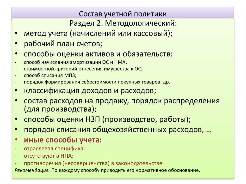 Методы учетной политики предприятия