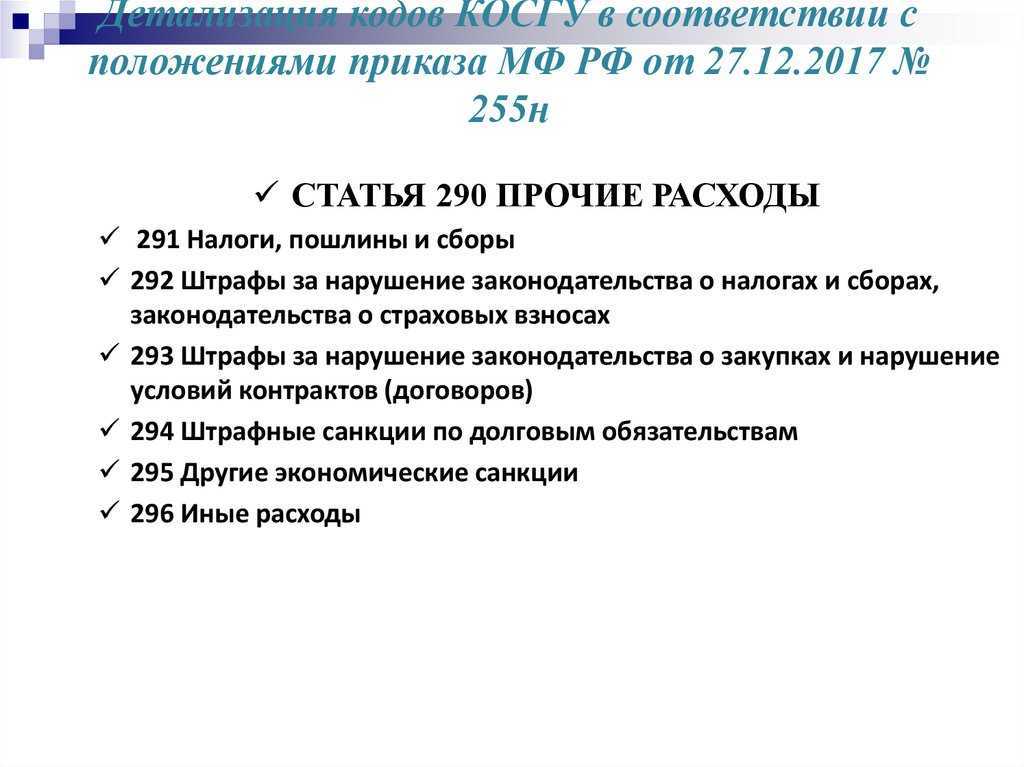 Что относится на косгу 225 и 226