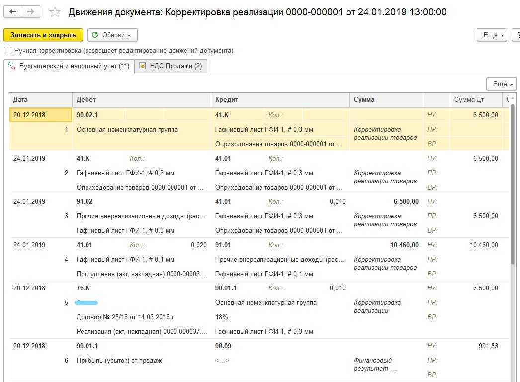 Корректировка реализации в 1 с 8 3 пошаговая инструкция