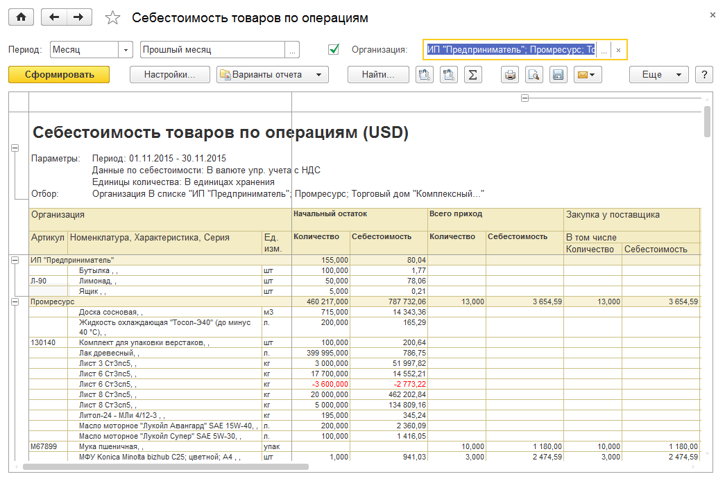 Списание затрат вспомогательного производства