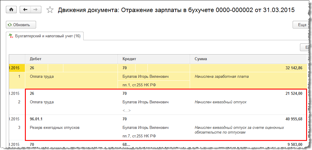Как создать и учесть резерв на оплату отпусков - управление образования турочакский район