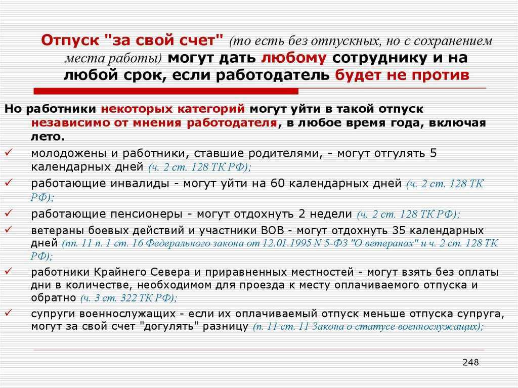 Отпуск за свой счет на полдня можно ли по тк