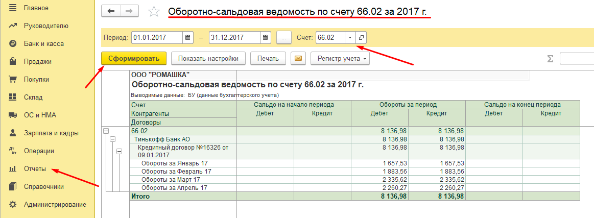 Счет 66 03