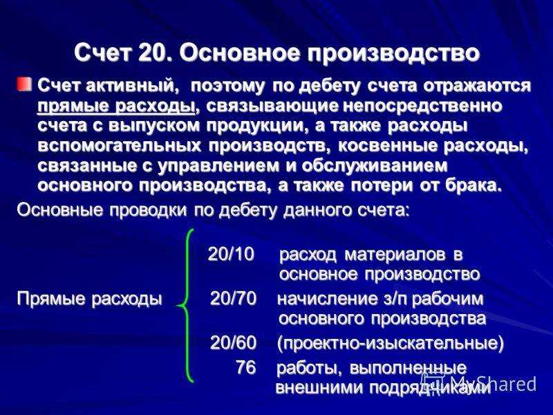 Счёт учёта 20 бухгалтерского учёта (учёт производства продукции) | бухгалтерия | учебные статьи artemvm.info