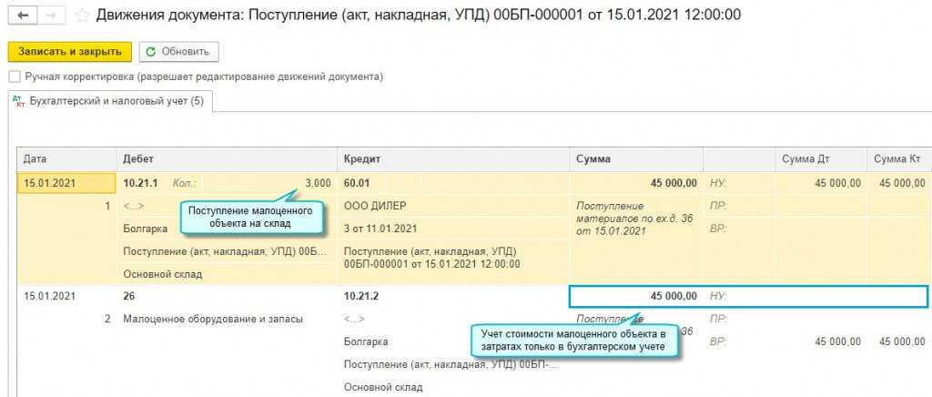 Отражение в «1с» передачи в личное пользование сотрудников объектов основных средств