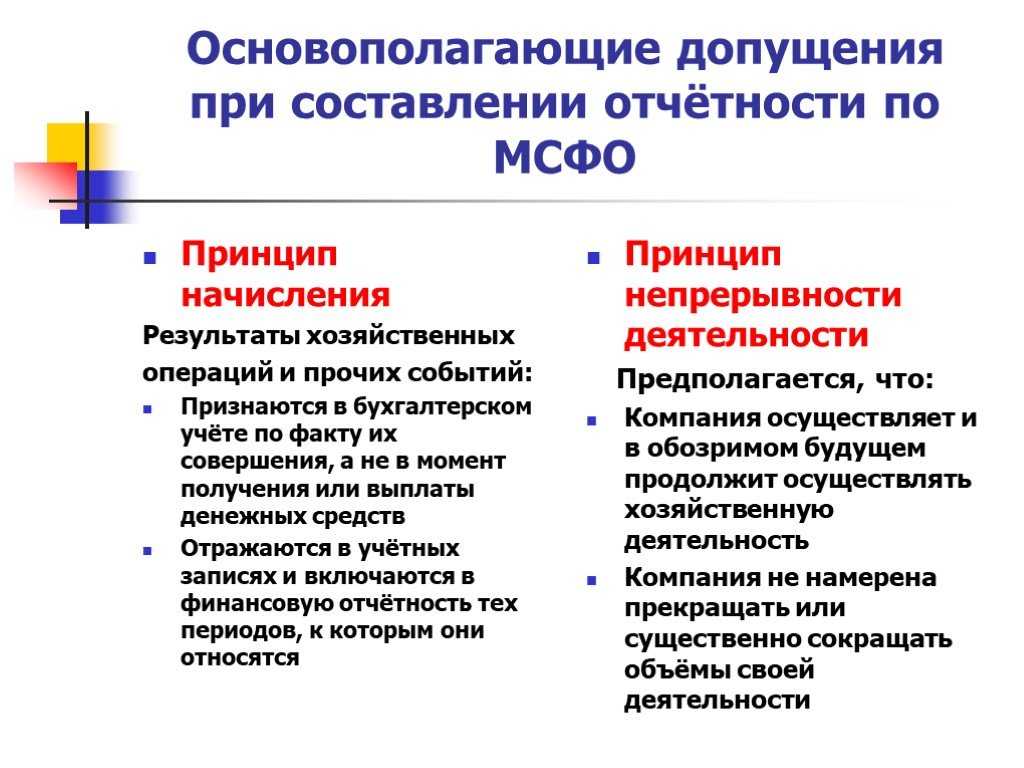 По правилам мсфо компания использует метод начисления. принципы начисления и непрерывности в мсфо