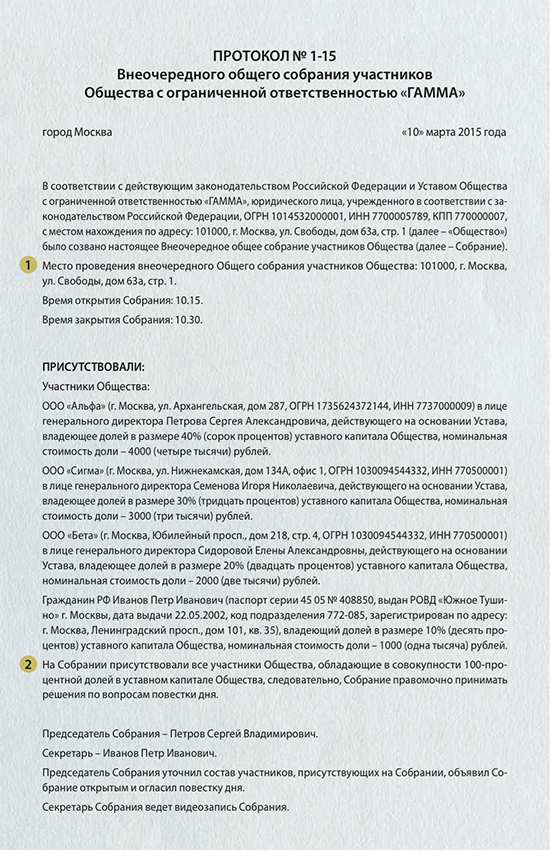 Нотариальное удостоверение протоколов общих собраний ооо - юридический советникъ