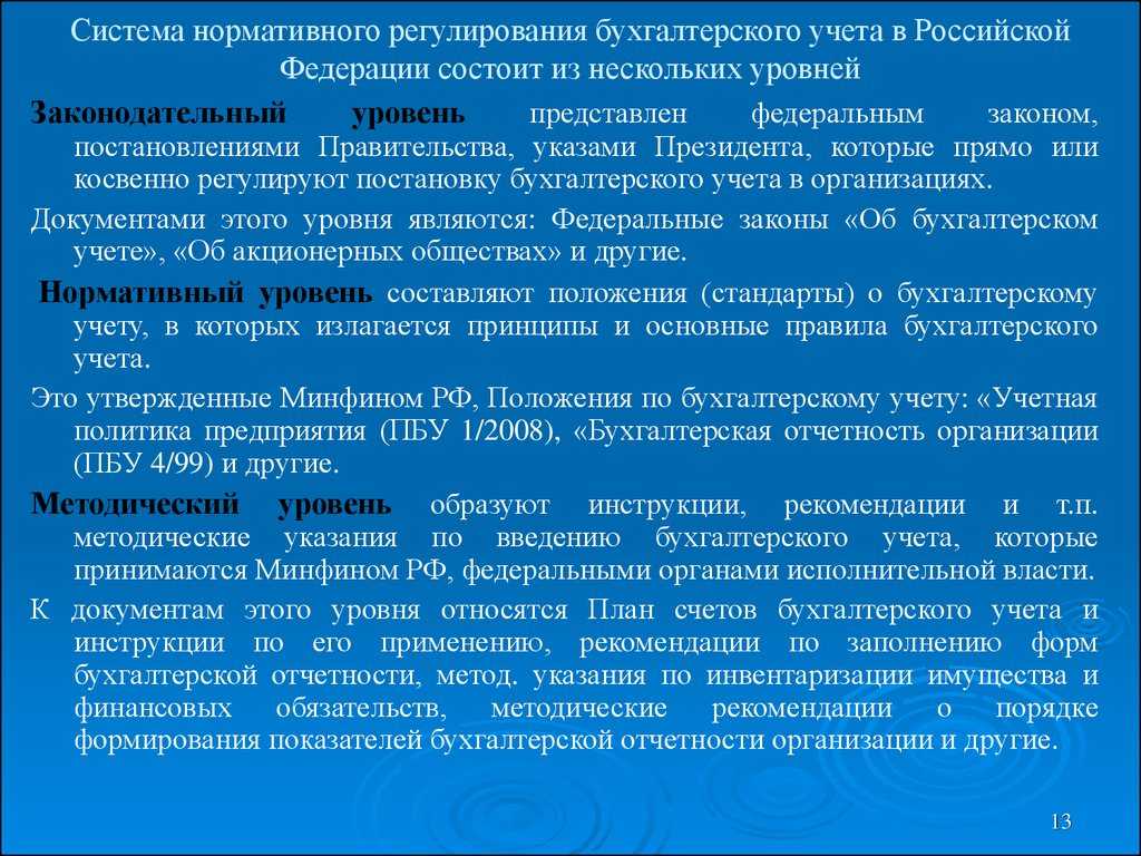 Система нормативного регулирования бухгалтерского учета